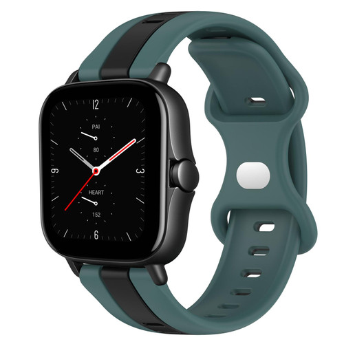 For Amazfit GTS 2E 20mm Butterfly Buckle Two-Color Silicone Watch Band(Green+Black) For Amazfit GTS 2E 20mm Butterfly Buckle Two-Color Silicone Watch Band(Green+Black)