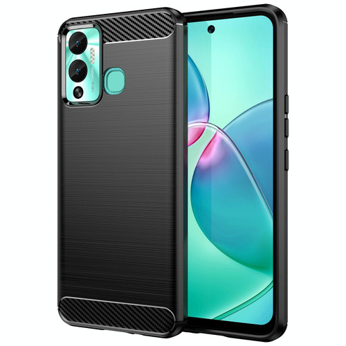 For Infinix Hot 12 Play Brushed Texture Carbon Fiber TPU Phone Case(Black)
