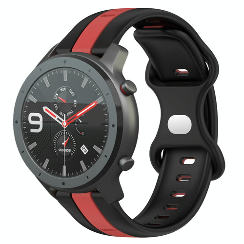 For Amazfit GTR 47mm 22mm Butterfly Buckle Two-Color Silicone Watch Band(Black+Red) For Amazfit GTR 47mm 22mm Butterfly Buckle Two-Color Silicone Watch Band(Black+Red)