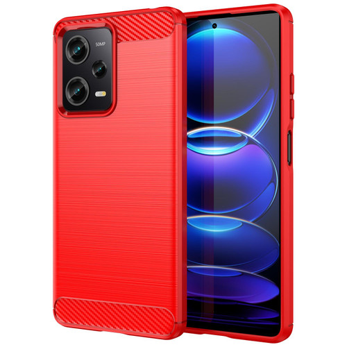 For Xiaomi Redmi Note 12 Pro Speed Brushed Texture Carbon Fiber TPU Phone Case(Red)