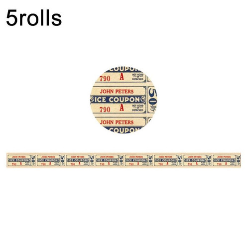 5rolls  Retro Washi Tape for Journal Scrapbooking Diary Planners, Color: Coupon