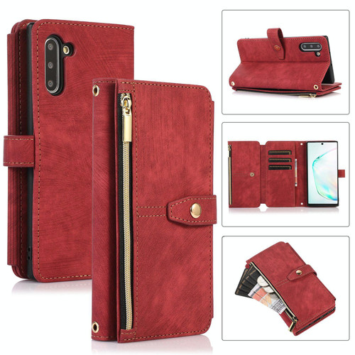 For Samsung Galaxy Note10 Dream 9-Card Wallet Zipper Bag Leather Phone Case(Red)