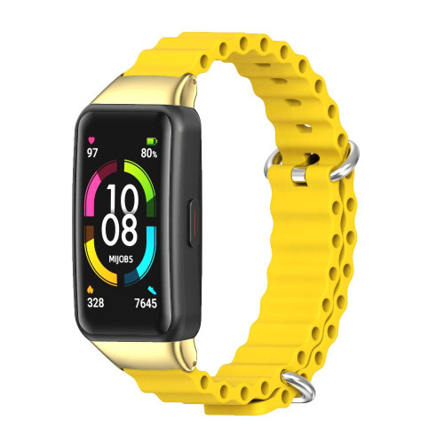 For Huawei Band 7 / 7 NFC MIJOBS CS Marine Silicone Breathable Watch Band(Yellow Gold)