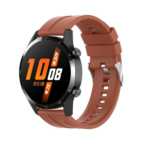 For Huawei Watch Buds / Watch 3 Pro New 20mm Silicone Silver Buckle Watch Band(Cabernet Orange)