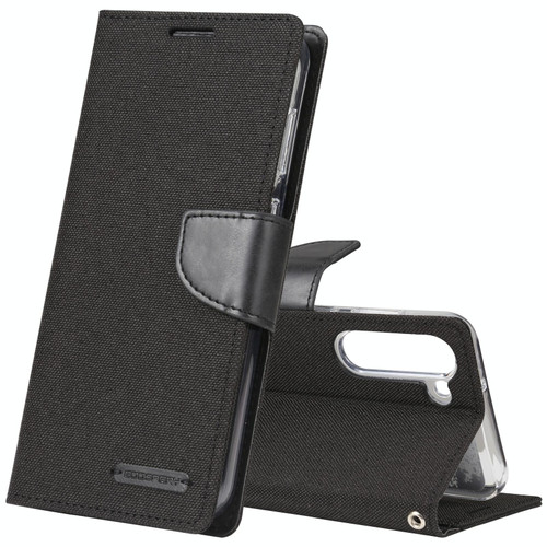 For Samsung Galaxy S23 5G GOOSPERY CANVAS DIARY Fabric Texture Flip Leather Phone Case(Black)