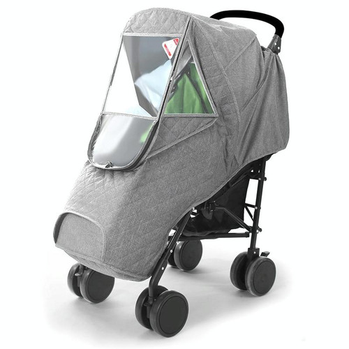 Autumn And Winter Warm Thickened With Velvet Baby Stroller Weatherproof Cover(Gray)