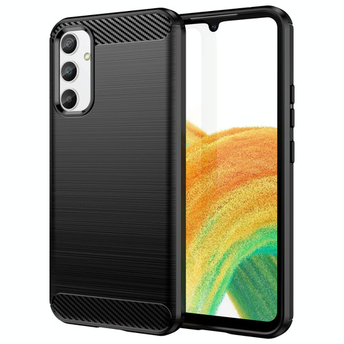 For Samsung Galaxy A34 5G Brushed Texture Carbon Fiber TPU Phone Case(Black) For Samsung Galaxy A34 5G Brushed Texture Carbon Fiber TPU Phone Case(Black)