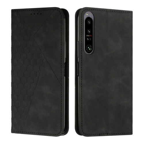For Sony Xperia 1 IV Diamond Splicing Skin Feel Magnetic Leather Phone Case(Black)