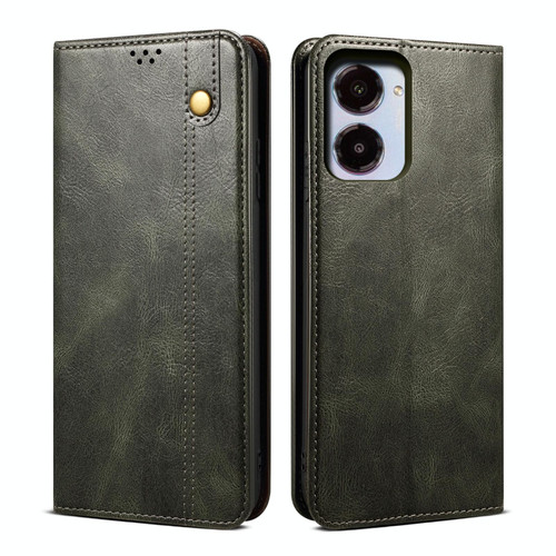 For Realme 10 4G Oil Wax Crazy Horse Texture Leather Phone Case(Green)