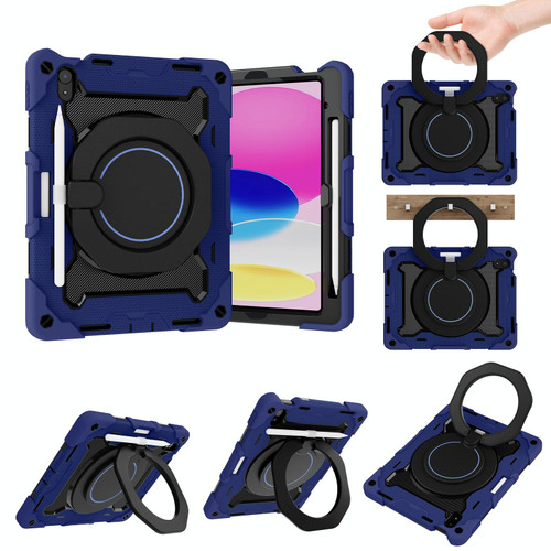 For iPad 10th Gen 10.9 2022 Armor Contrast Color Silicone + PC Tablet Case(Navy Blue)