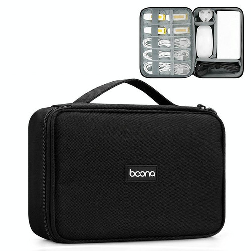 Baona Multifunctional Earphone Data Cable Digital Storage Bag, Spec: Single-Layer Box (Black)