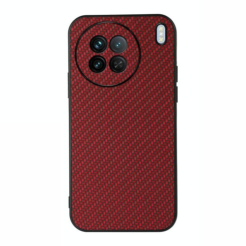 For vivo X90 Accurate Hole Carbon Fiber Texture PU Phone Case(Red)