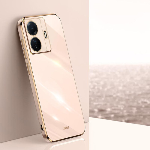 For vivo S15e XINLI Straight 6D Plating Gold Edge TPU Phone Case(Pink)