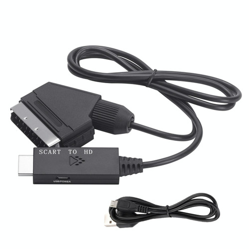 Scart To HDMI-Compatible Converter Video Audio Adapter Cable (Black)
