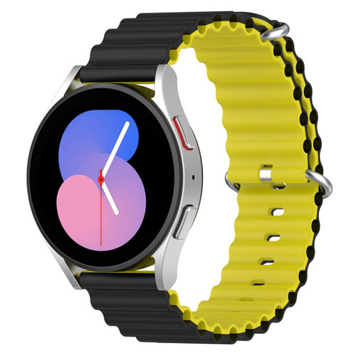22mm Universal Ocean Style Silicone Two Color Watch Band(Black Yellow) 22mm Universal Ocean Style Silicone Two Color Watch Band(Black Yellow)