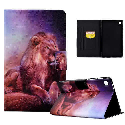 For Samsung Galaxy Tab A7 10.4 2020 / 2022 Electric Pressed TPU Smart Leather Tablet Case(Lion King)