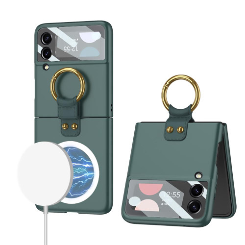 For Samsung Galaxy Z Flip3 5G GKK MagSafe Ultrathin Integrated Shockproof Phone Case with Ring Holder(Green) For Samsung Galaxy Z Flip3 5G GKK MagSafe Ultrathin Integrated Shockproof Phone Case with Ring Holder(Green)
