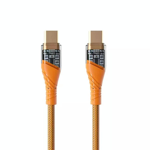 65W USB-C / Type-C to Type-C Transparent Fast Charging Data Cable, Length: 1m(Orange)