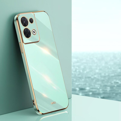 For OPPO Reno8 Pro+ XINLI Straight 6D Plating Gold Edge TPU Phone Case(Mint Green)