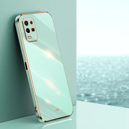 For OPPO K9x XINLI Straight 6D Plating Gold Edge TPU Phone Case(Mint Green) For OPPO K9x XINLI Straight 6D Plating Gold Edge TPU Phone Case(Mint Green)