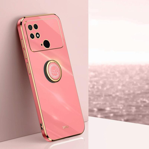 For Xiaomi Poco C40 XINLI Straight Edge 6D Electroplate TPU Phone Case with Ring Holder(Hawthorn Red)