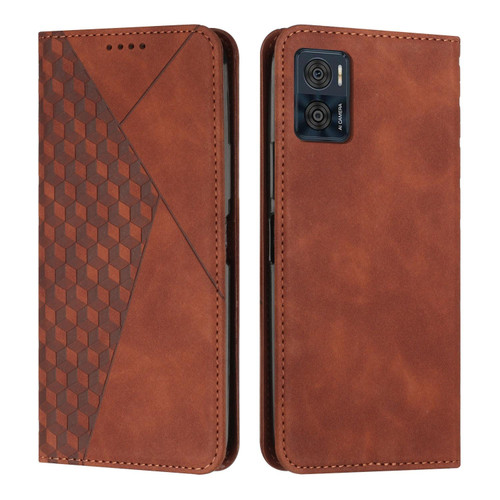 For Motorola Moto E22 / E22i Diamond Pattern Skin Feel Magnetic Leather Phone Case(Brown)