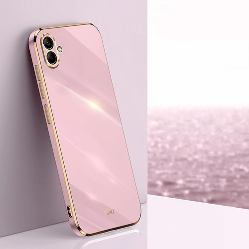For Samsung Galaxy A04 4G XINLI Straight Edge 6D Electroplate TPU Phone Case(Cherry Purple) For Samsung Galaxy A04 4G XINLI Straight Edge 6D Electroplate TPU Phone Case(Cherry Purple)