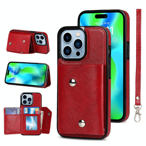 For iPhone 14 Pro Card Slots PU + TPU Leather Phone Case(Red) For iPhone 14 Pro Card Slots PU + TPU Leather Phone Case(Red)