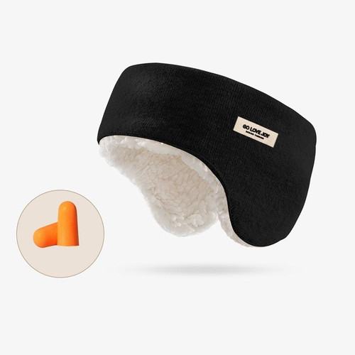 Golovejoy Winter Warm Soundproof Earmuffs + Earplugs Set Sleep Eye Mask(Black)