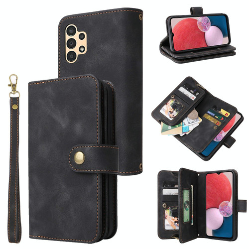 For Samsung Galaxy A13 5G / 4G Multifunctional Card Slot Zipper Wallet Leather Phone Case(Black)