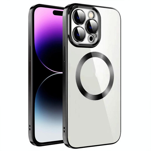 For iPhone 14 Pro Electroplating MagSafe TPU Phone Case with Lens Film(Black) For iPhone 14 Pro Electroplating MagSafe TPU Phone Case with Lens Film(Black)
