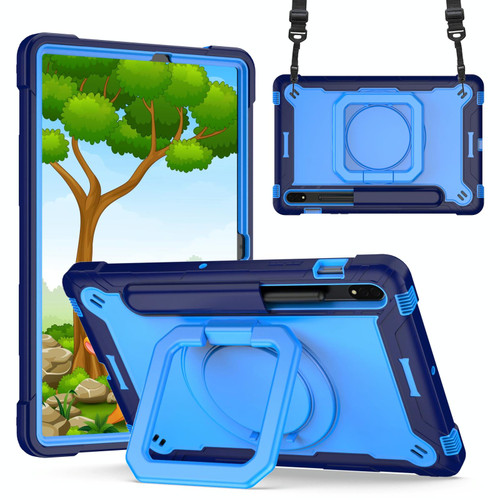 For Samsung Galaxy Tab S7 / S8 Silicone + PC Bracelet Holder Tablet Case(Navy Blue + Blue) For Samsung Galaxy Tab S7 / S8 Silicone + PC Bracelet Holder Tablet Case(Navy Blue + Blue)