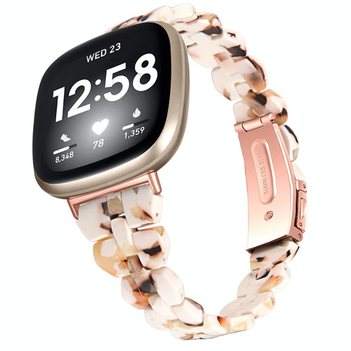 For Fitbit Versa 4 / Sense 2 Universal Rhombus Resin Watch Band(Nougat)