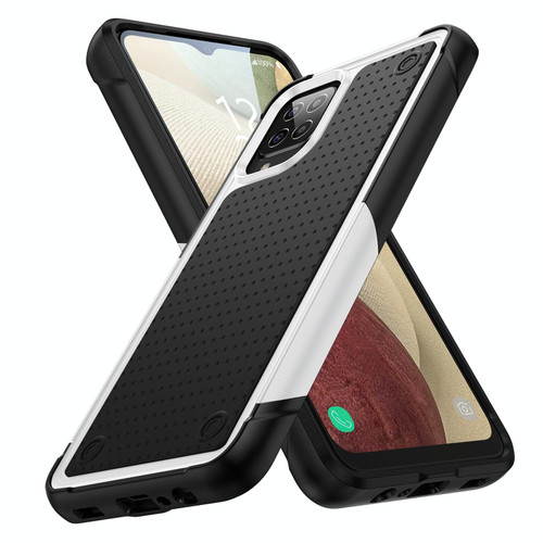 For Samsung Galaxy A12 PC + TPU Shockproof Protective Phone Case(White+Black)