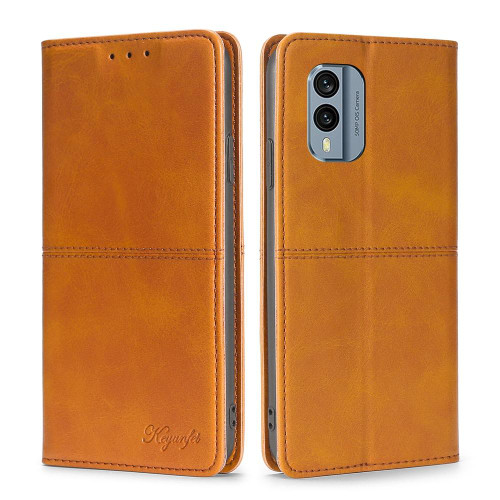 For Nokia X30 5G Cow Texture Magnetic Leather Phone Case(Light Brown)
