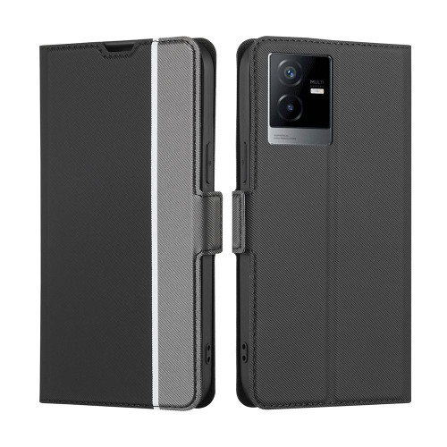 For vivo T2x 5G/Y73t/iQOO Z6x Twill Texture Side Buckle Leather Phone Case(Black)