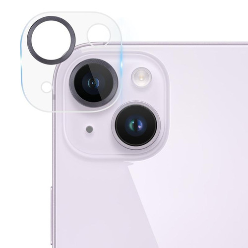 For iPhone 14 / 14 Plus Tempered Glass CD Texture Back Camera Film(Grey)