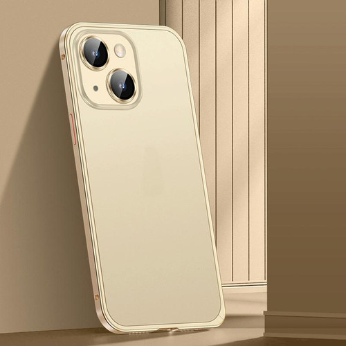 For iPhone 13 Spring Buckle Metal Frosted Phone Case(Gold)