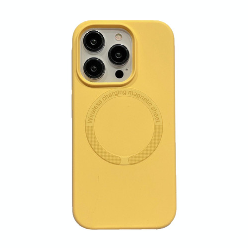 For iPhone 12 / 12 Pro Magsafe Magnetic Silicone Phone Case(Yellow)