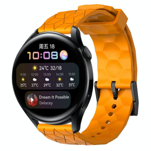 For Huawei Watch 3 22mm Football Pattern Solid Color Silicone Watch Band(Yellow)