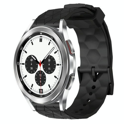 For Samsung  Galaxy Watch 4 Classic 42mm 20mm Football Pattern Solid Color Silicone Watch Band(Black)