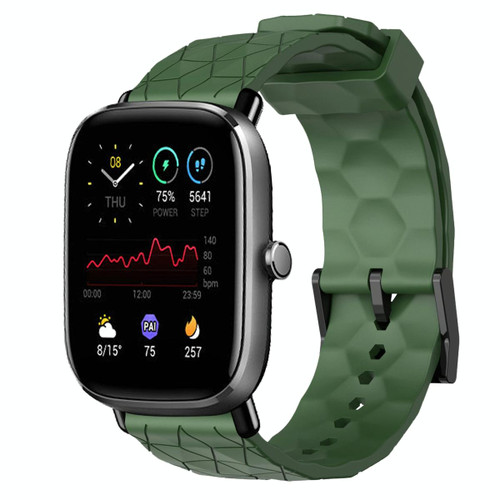 For Amazfit GTS 2 Mini 20mm Football Pattern Solid Color Silicone Watch Band(Army Green)