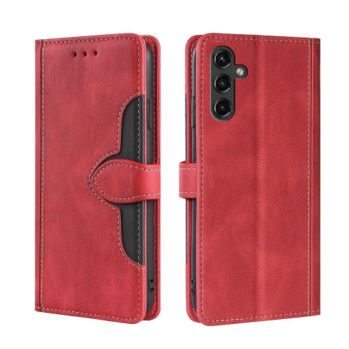 For Samsung Galaxy A14 5G Skin Feel Magnetic Buckle Leather Phone Case(Red)