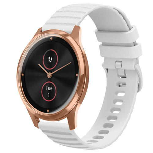 For Garminmove Luxe 20mm Wavy Dot Pattern Solid Color Silicone Watch Band(White)