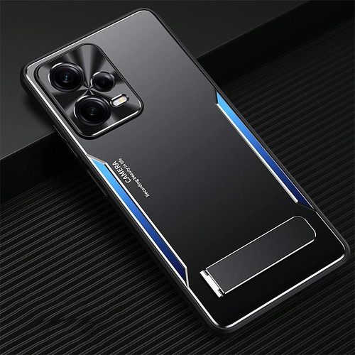 For Xiaomi Redmi Note 12 China Blade Series TPU + Titanium Alloy Phone Case with Holder(Black Blue)