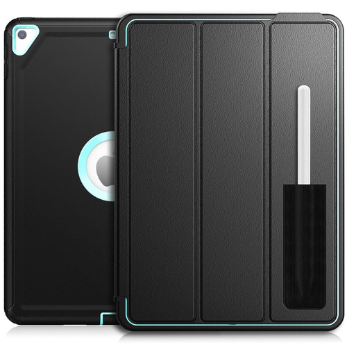 For iPad 10.2 2021 / 2020 / 2019 / Air 10.5 2019 3-Fold Amor Shockproof Smart Tablet Case(Black Light Blue)