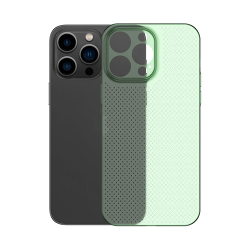 For iPhone 14 Honeycomb Hollow Heat Dissipation Phone Case(Green)