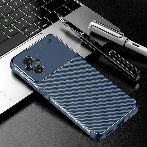 For Xiaomi Redmi 11 Prime Carbon Fiber Texture Shockproof TPU Phone Case(Blue)