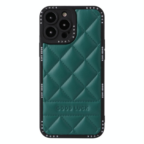 For iPhone 14 Pro Diamond Pattern Leather Phone Case(Green)