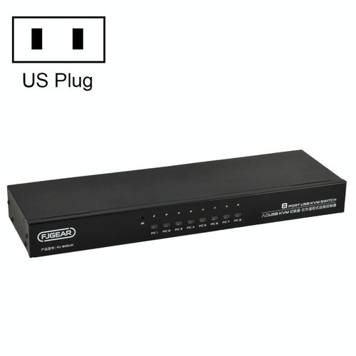 FJGEAR FJ-810UK 8 In 1 Out USB KVM Switcher With Desktop Switch, Plug Type:US Plug(Black)